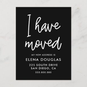 Simple I've moved moving announcement black Postcard