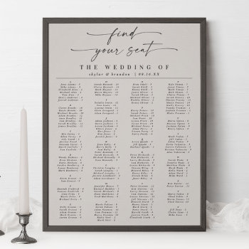 Simple Ivory Alphabetical Wedding Seating Chart by GraphicBrat at Zazzle