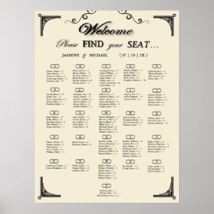 Simple Ivory Alphabetical Wedding Seating Chart