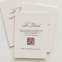 Simple Ivory and Burgundy Wedding Details Qr Code