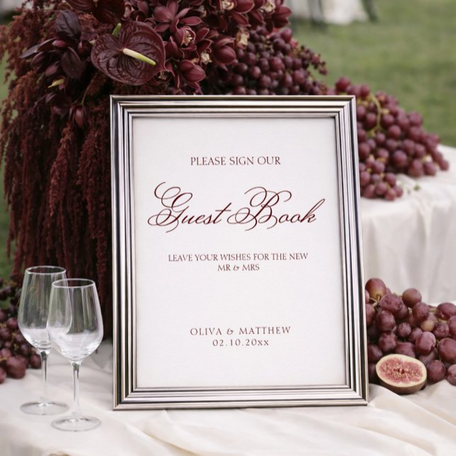 Simple Ivory and Burgundy Wedding Guest Book (Creator Uploaded)