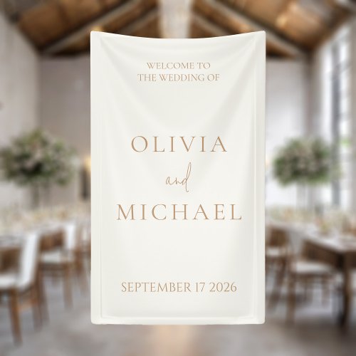 Simple Ivory and Tan Modern Wedding Banner