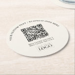 Simple Ivory Business Logo QR Code Promotional Round Paper Coaster<br><div class="desc">Add branded detail to your business with this personalized paper coaster. This design features template for your logo and QR code.(recommand using transparent background png file) You can use this custom coasters for restaurants,  cafe,  bar,  banquets,  or events. More business supplies are available at my store BaraBomStudio.</div>