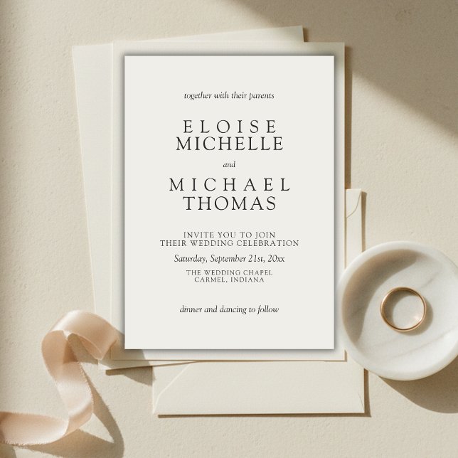 Simple Ivory Classic Wedding Invitation (Simple Ivory Classic Wedding Invitation)