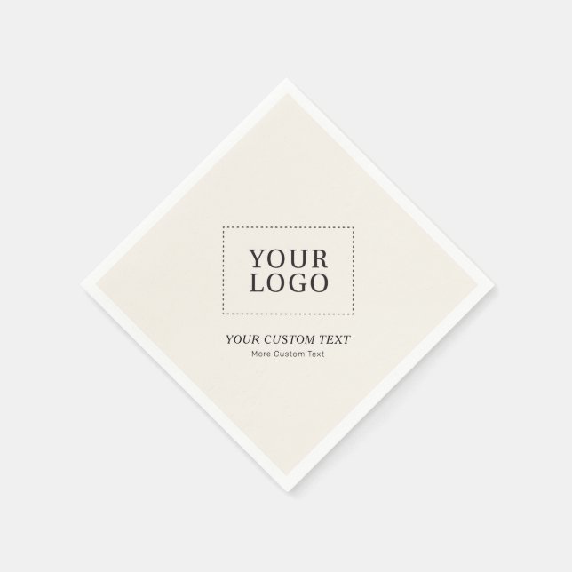 Simple Ivory Custom Business Logo Promotional Napkins (Corner)