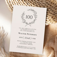 Simple Ivory Elegant Laurel Wreath 100th Birthday
