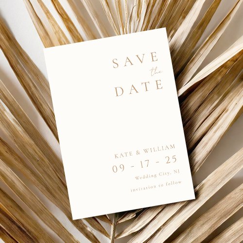 Simple Ivory Elegant Minimalist Modern Wedding Save The Date