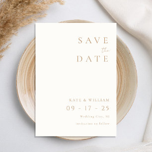 Simple Ivory Elegant Minimalist Modern Wedding Save The Date
