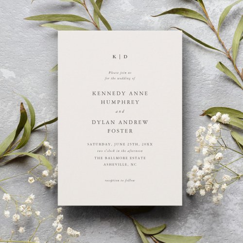 Simple Ivory Elegant Wedding Invitation