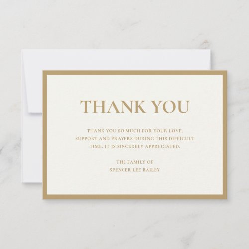 Simple Ivory Gold Traditional Sympathy Funeral Thank You Card
