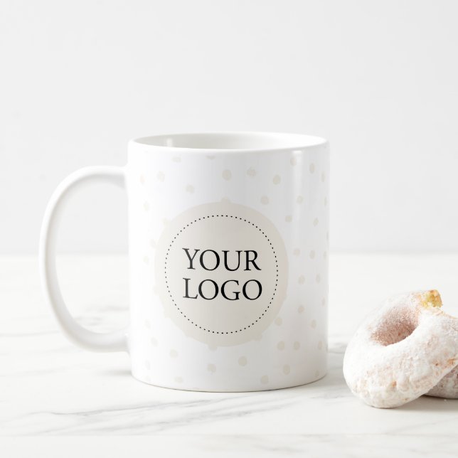 Simple Ivory Minimal Business Logo Custom Coffee Mug (With Donut)
