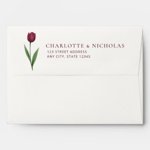 Simple Ivory Minimal Tulip Wedding Return Address Envelope