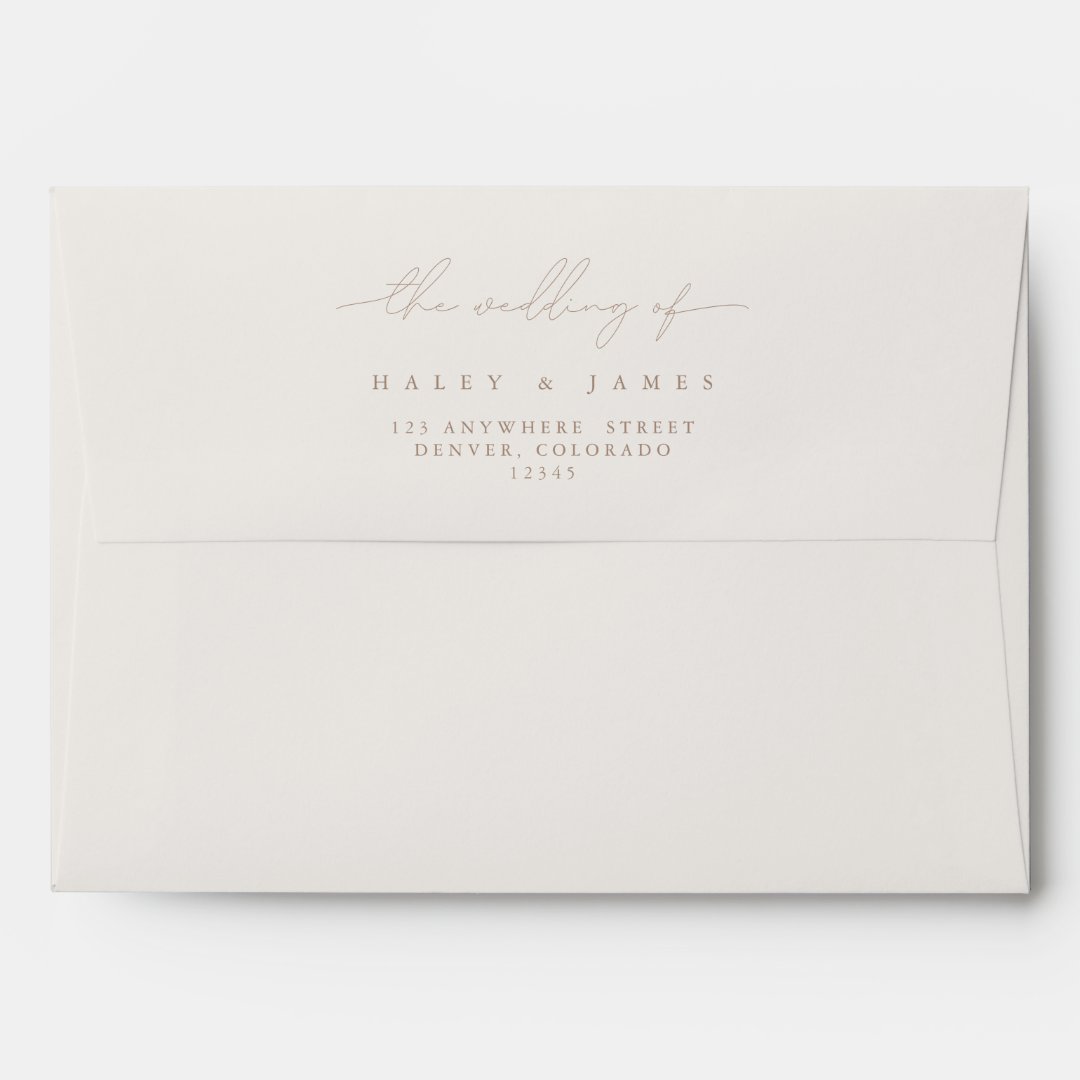 Simple Ivory Minimalist A7 5x7 Wedding Envelope | Zazzle