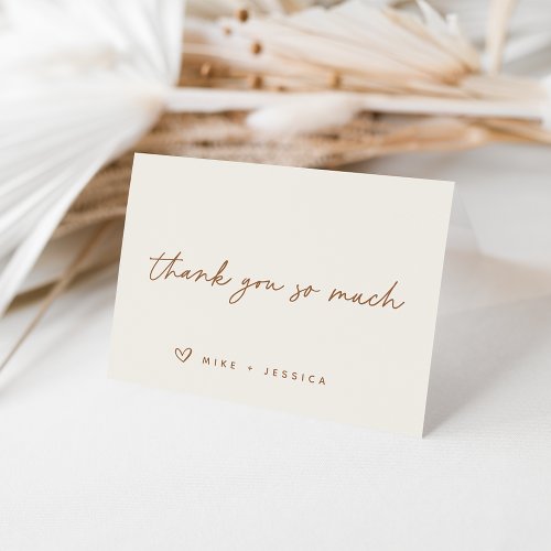 Simple Ivory  Rust Personalized Thank You Card