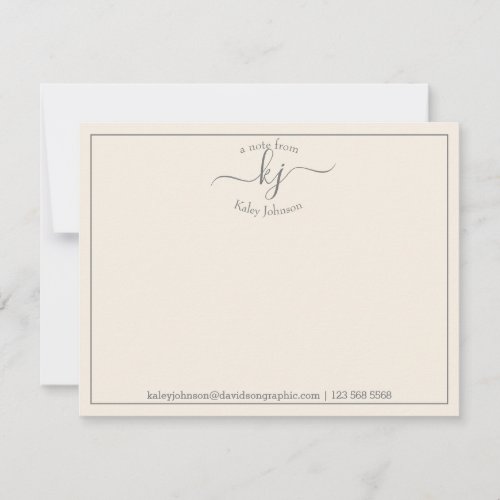 Simple Ivory Script From The Desk Of Note Card
