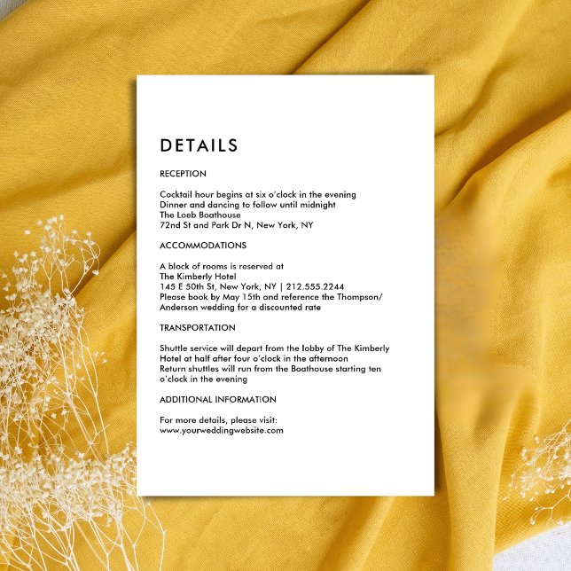 Simple Ivory Wedding Details  Enclosure Card (Simple Ivory Wedding Details Enclosure Card)