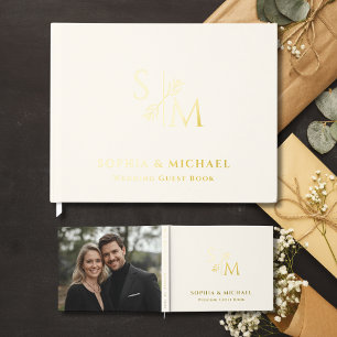 Simple Ivory Wedding Guest Books Foil Guestbook