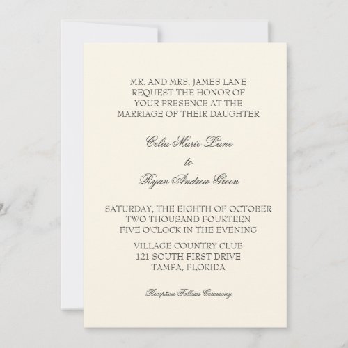 Simple Ivory Wedding Invitation