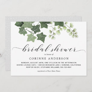 Simple Ivy and Fern Greenery Bridal Shower Invitation