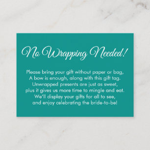 Simple Jade "No Wrapping Needed" Bridal Shower Enclosure Card