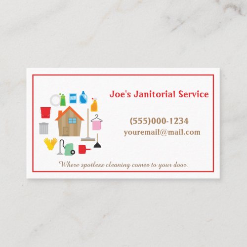 Simple Janitorial Cleaning Service Business Card