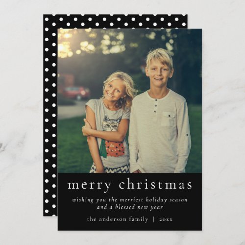 Simple Japandi Black  White Photo Christmas Holid Holiday Card