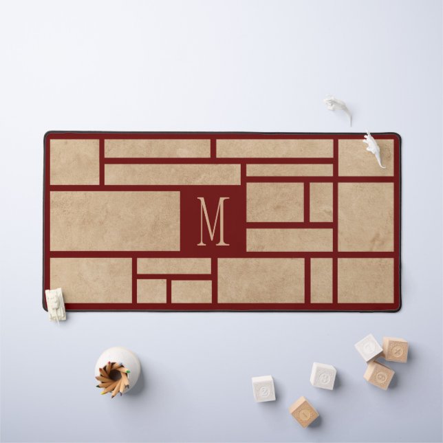 Simple Japanese Style Red Monogram Desk Mat (Kids Table)