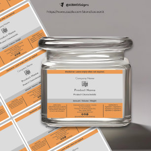 Simple Jar, Container Gray Orange Product Label