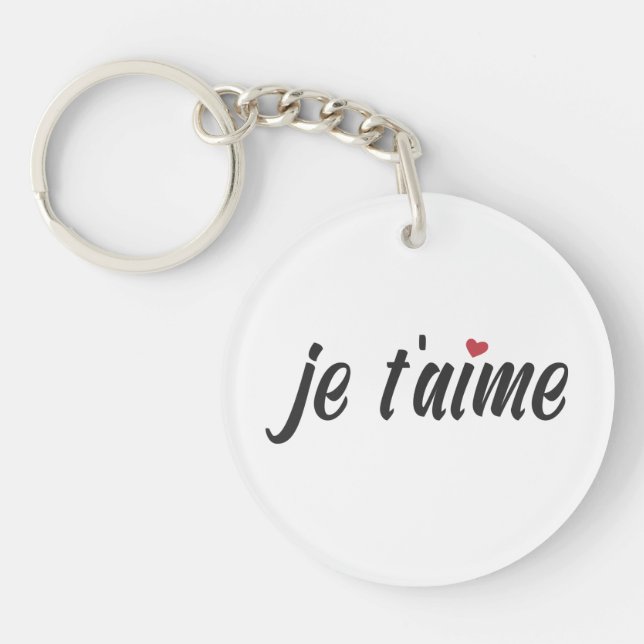 Simple Je T'aime I Love You Valentine | Keychain (Front)