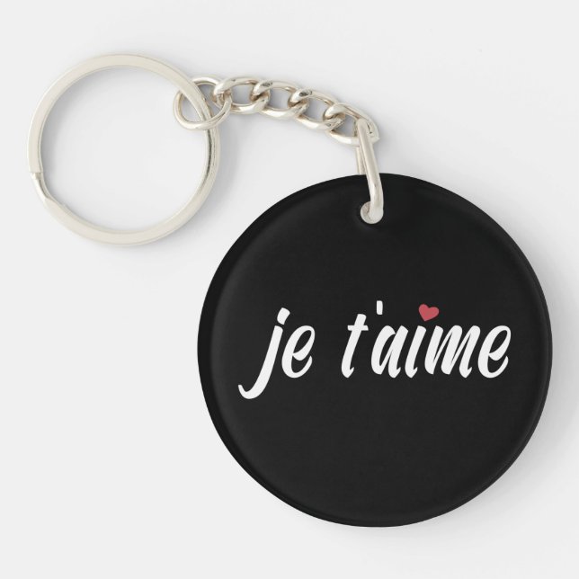 Simple Je T'aime I Love You Valentine | Keychain (Front)