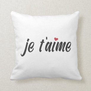 Simple Je T'aime I Love You Valentine Throw Pillow