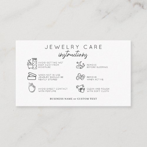 Simple Jewelry Care Instructions Earring Business  Enclosure Card