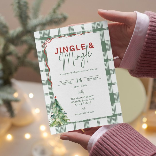 Simple Jingle & Mingle Christmas Party Invitation (Simple Jingle & Mingle Christmas Party Invitation Postcard)