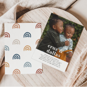 Simple Joint Birthday Invitation   Photo   Twins