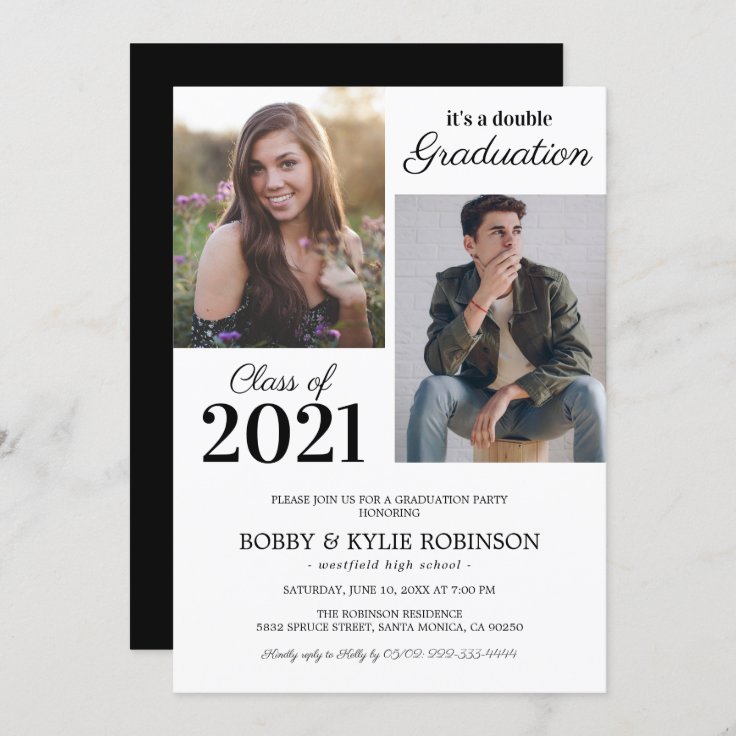 Simple Joint Graduation Party Invitation Zazzle