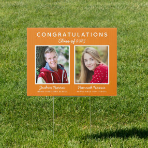 Simple Joint Graduation Two Graduates Orange Sign