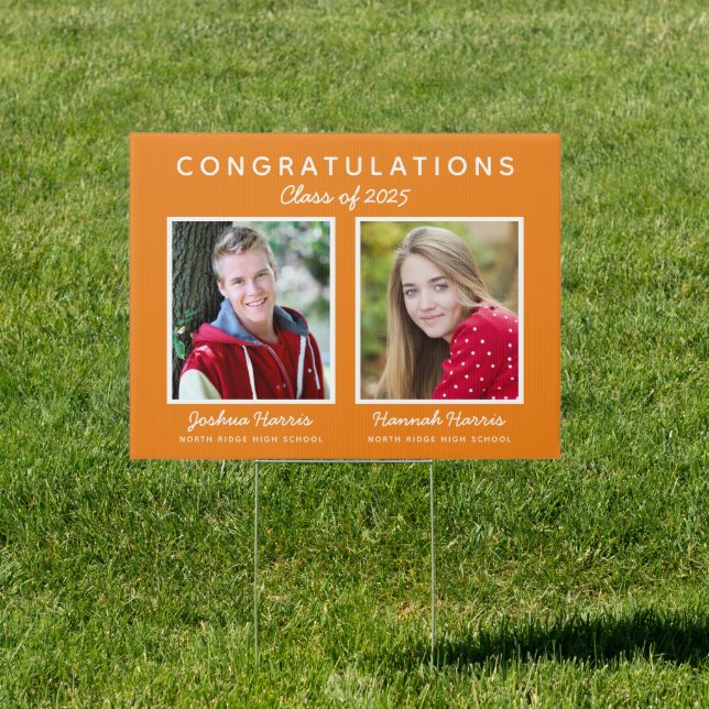 Simple Joint Graduation Two Graduates Orange Sign (Insitu)