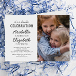 Simple Joint Photo Birthday Party Invitation<br><div class="desc">Sibling joint birthday invitations featuring a simple white background,  a photo for you to replace with your own,  and a modern dual party template that is easy to personalize.</div>