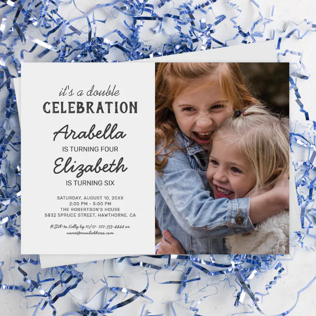 Simple Joint Photo Birthday Party Invitation Zazzle