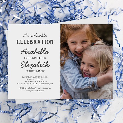 Simple Joint Photo Birthday Party Invitation