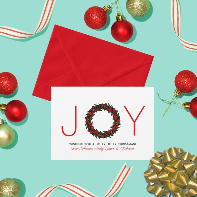 Simple "Joy" Christmas Wreath Holiday Card (Creator Uploaded)