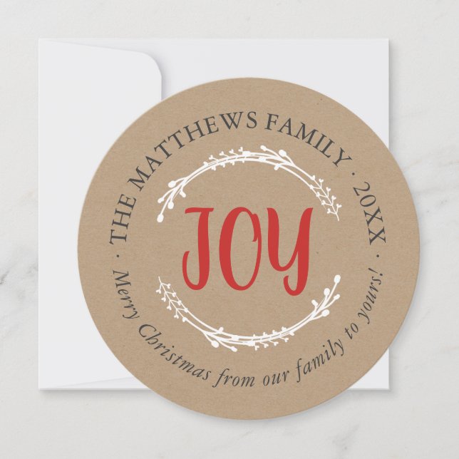 Simple Joy Circle Holiday Photo Card (Front)