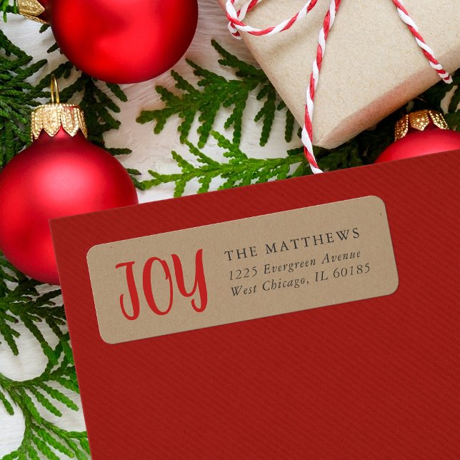 Simple Joy Kraft Holiday Return Address Labels (Creator Uploaded)
