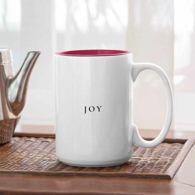 Simple Joy Modern Minimal Typography Christmas Two-Tone Coffee Mug (Creator Uploaded)