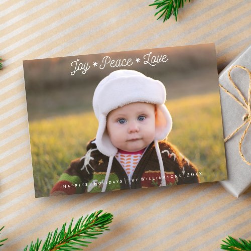 Simple Joy Peace Love Hand_lettered Holiday Photo