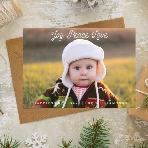 Simple Joy Peace Love Hand_lettered Holiday Photo