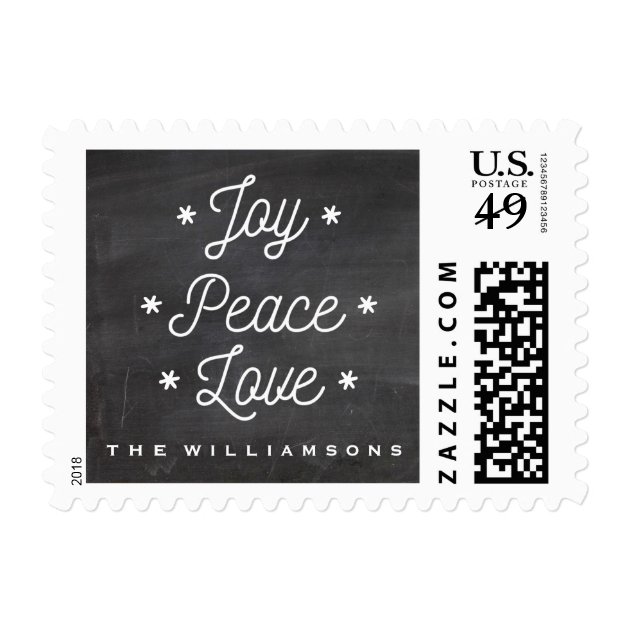 Simple Joy Peace Love Hand-Lettered Holiday Postage
