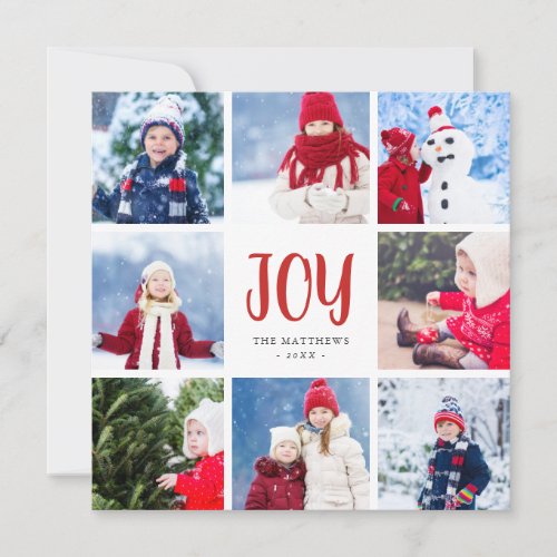 Simple Joy Square Photo Collage Holiday Card