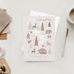 Simple Joy Woodland Animals & Cozy Village Photo Holiday Card<br><div class="desc">Our natural woodland animals, cozy village Christmas card captures the true nature of the simple things. Natural textures of woodgrains, soft earth tones with beige, greys, and light ceramic creams create a clean, minimal, and cozy design. We've incorporated our hand-drawn woodland fox, deer, and pine tree forest incorporated into a...</div>