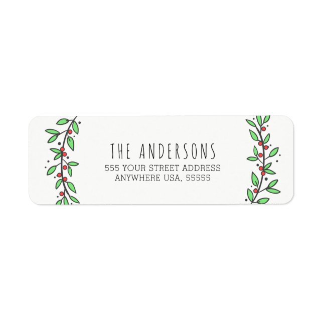 Simple Joy Wreath Pastels Modern Christmas Label (Front)